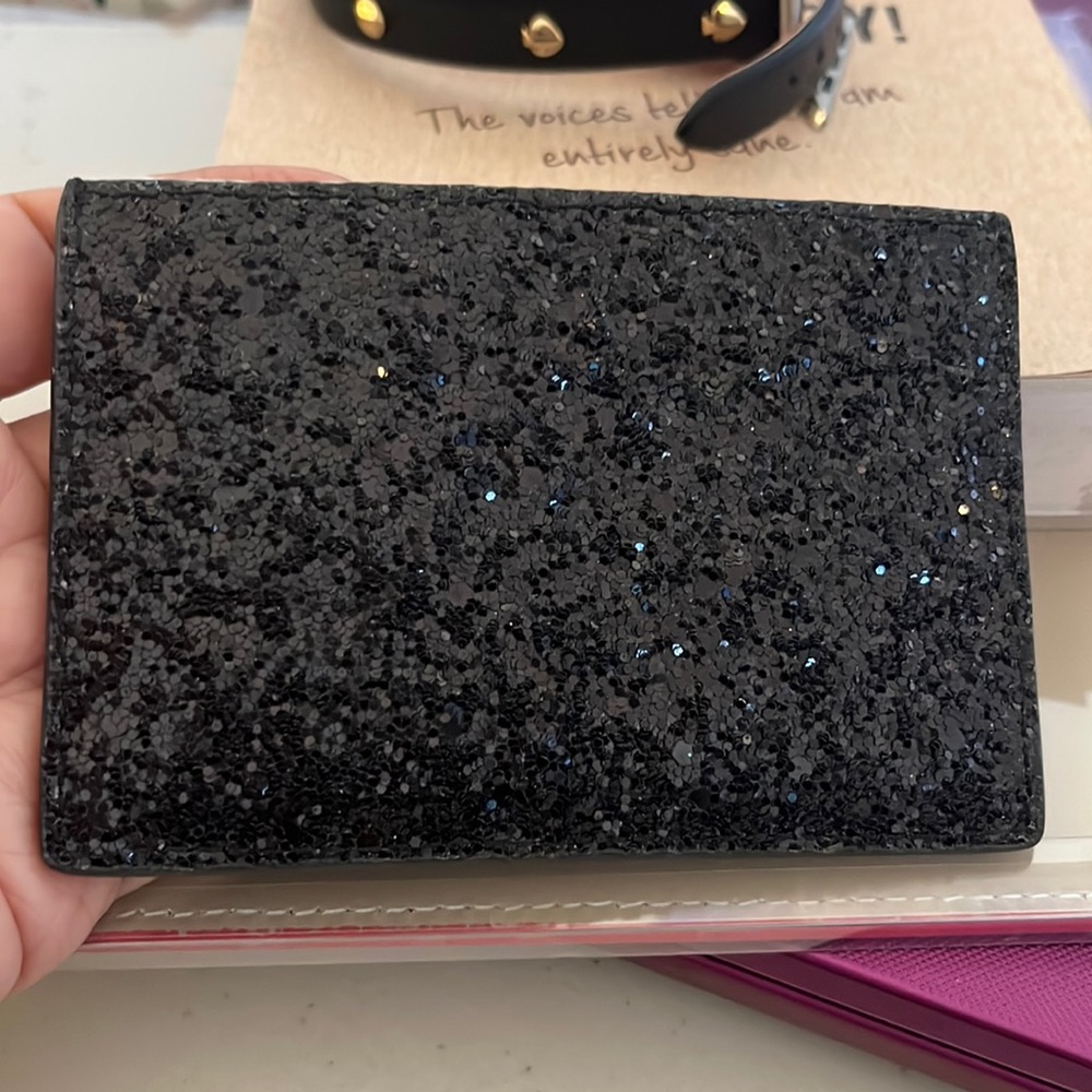 Kate spade ♠️ black glitter card holder